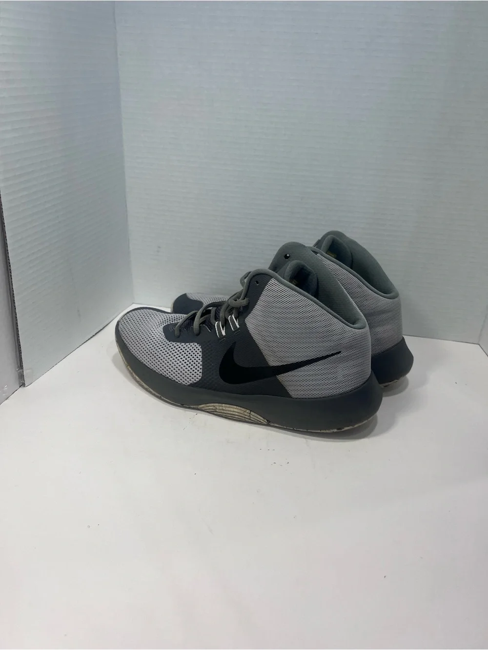Nike Gray and Black High-Top Basketball Shoes